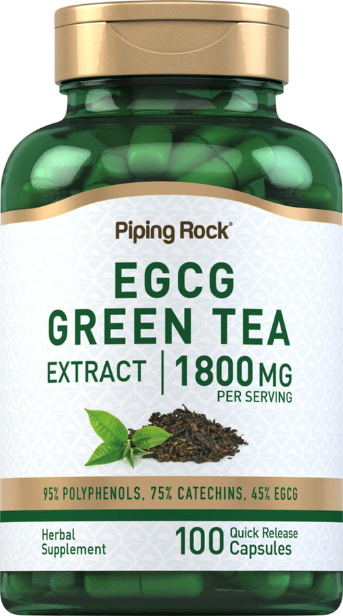 EGCG 녹차 스탠더드 추출물 1800 mg (1회 복용량당) 100 빠르게 방출되는 캡슐     