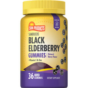 Elderberry Sambucus (Natural Berry), 36 Vegan Gummies