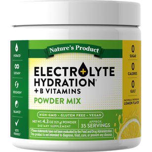 Electrolyte Hydration + B Vitamins (Deliciously Refreshing Lemon), 4.3 oz ( 121 g) Powder