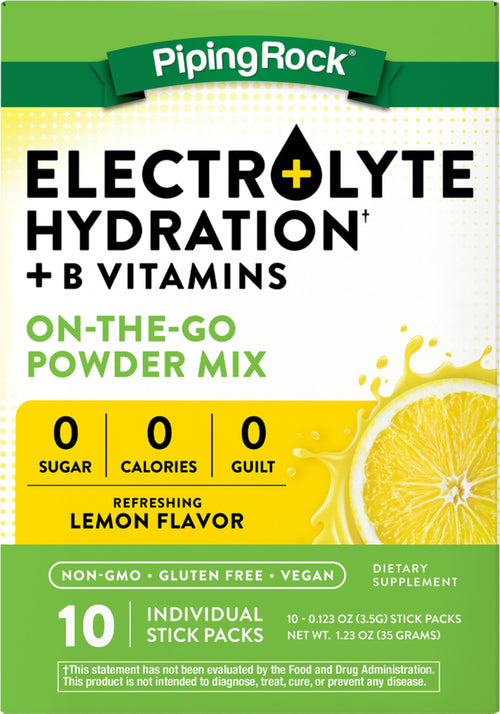 Elektrolythydrering + B-vitaminer (naturligt forfriskende citron) 10 Pakker