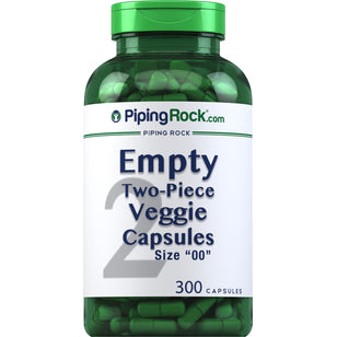Empty Veggie Capsules "00", 300 Quick Release Capsules Supplement Facts Bottle