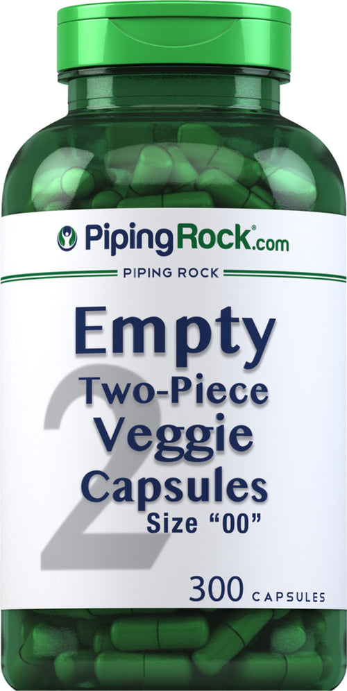 Empty Veggie Capsules "00", 300 Quick Release Capsules Bottle