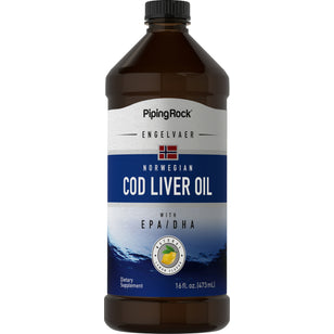 エンゲルヴァーノルウェー産タラ肝油（天然レモン風味） 16 fl oz 473 mL ボトル    