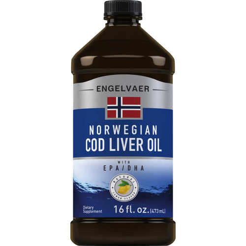 Olio di fegato di merluzzo norvegese Engelvaer (aroma limone naturale) 16 fl oz 473 mL Bottiglia    