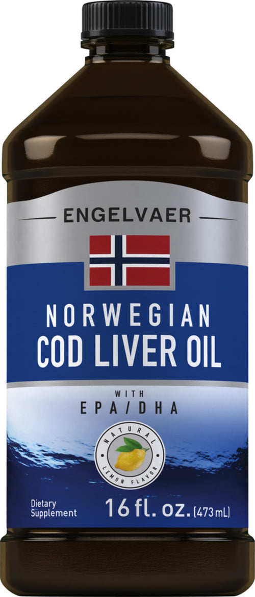 Norweski olej z wątroby dorsza Engelvaer (aromat naturalny cytrynowy) 16 Uncje sześcienne 473 ml Butelka    