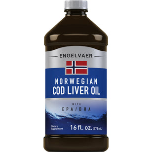 Engelvaer Norwegian Cod Liver Oil (Plain), 16 fl oz (473 mL) Bottle