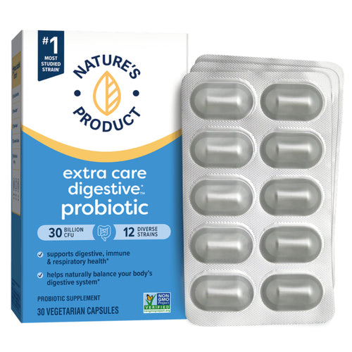 Extra Care Digestive Go-Pack Probiotic 30 Billion CFU, 30 Vegetarian Capsules