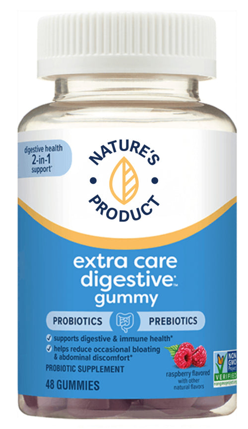 Extra Care Digestive Probiotics & Prebiotics (Raspberry), 48 Gummies