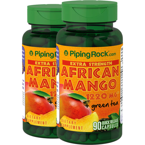 Mangue africaine et thé vert Forte concentration,  1220 mg 90 Gélules à libération rapide 2 Bouteilles