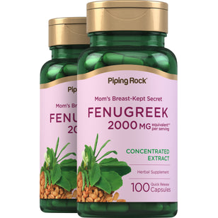 Fenugreek, 2000 mg (per serving), 100 Quick Release Capsules, 2  Bottles