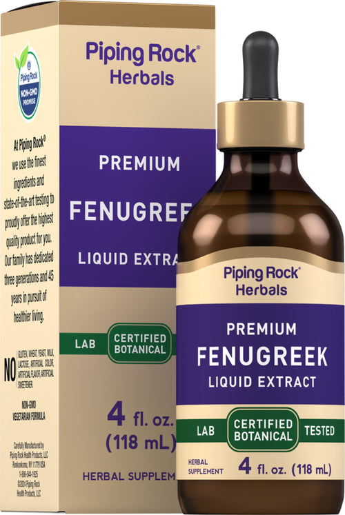 Fenugreek Liquid Extract Alcohol Free, 4 fl oz (118 mL) Dropper Bottle