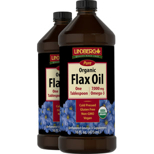 Flax Oil Liquid (Organic), 16 fl oz (473 mL) Bottle, 2  Bottles