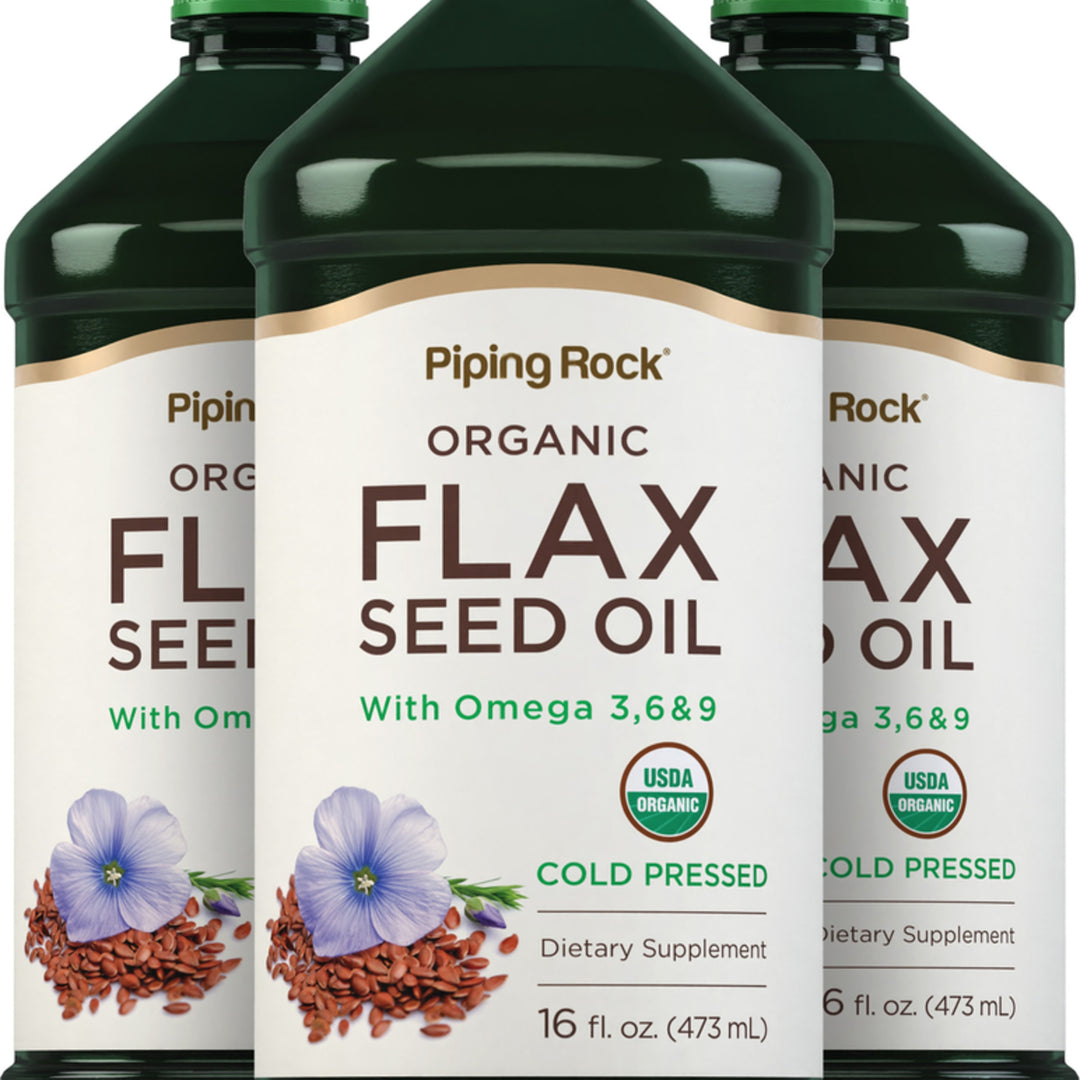 Flaxseed Oil (Organic), 16 fl oz (473 mL) Bottles, 3 Bottles