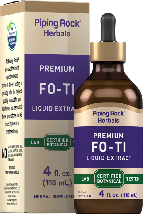 Fo-Ti Cured Root Liquid Extract (Alcohol + Sugar free), 4 fl oz (118 mL) Dropper Bottle