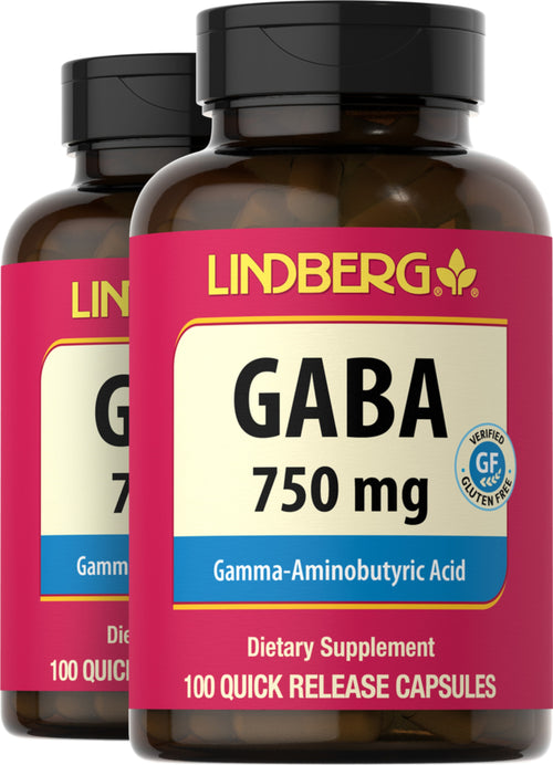 GABA (Gamma-Aminobutyric Acid), 750 mg, 100 Quick Release Capsules, 2  Bottles