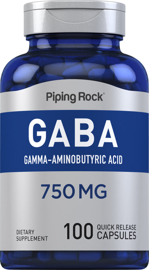 GABA (Gamma-aminosmørsyre) 750 mg 100 Kapsler for hurtig frigivelse     