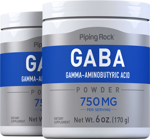 GABA Powder (Gamma-Aminobutyric Acid), 750 mg (per serving), 6 oz (170 g) Bottles, 2  Bottles
