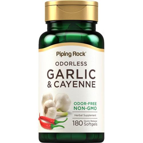 Garlic 1000 mg & Cayenne 150 mg, 180 Quick Release Softgels Bottle