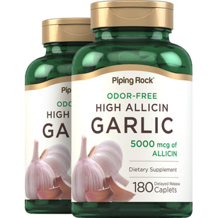 Garlic High Allicin Delayed Release (Odor Free), 500 mg, 180 Caplets, 2  Bottles