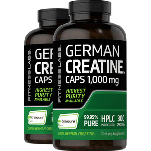 German Créatine Monohydrate(Creapure),  1000 mg 300 Gélules 2 Bouteilles