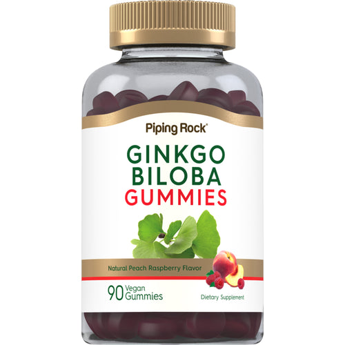Ginkgo Biloba Gummies (Natural Peach Raspberry), 90 Vegan Gummies