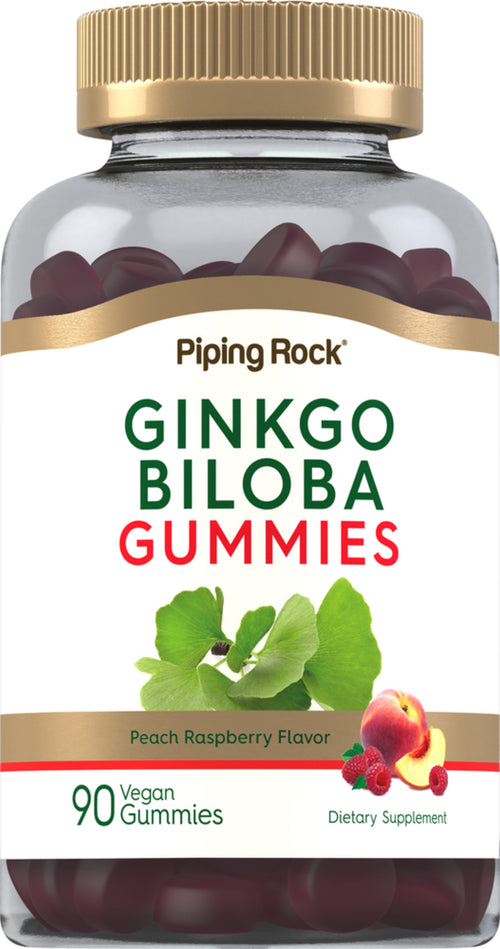 Gommes de ginkgo biloba (framboise et pêches naturelles),  90 Gommes végans