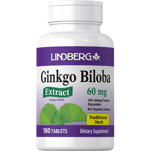 สารสกัด Ginkgo Biloba สารสกัดแบบมาตรฐาน 60 mg 180 แคปซูล     