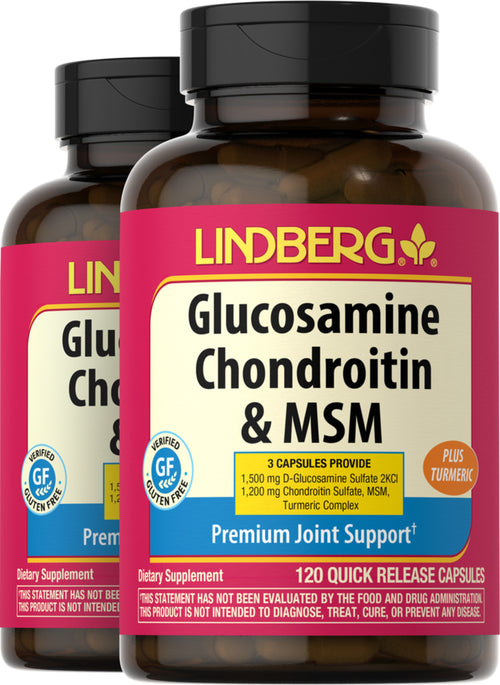 Glucosamine Chondroitin & MSM Plus Turmeric, 120 Quick Release Capsules, 2  Bottles
