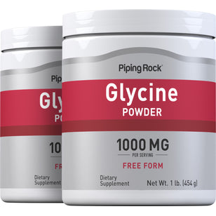 Glycine Powder, 1000 mg (per serving), 1 lb (454 g) Bottles, 2  Bottles