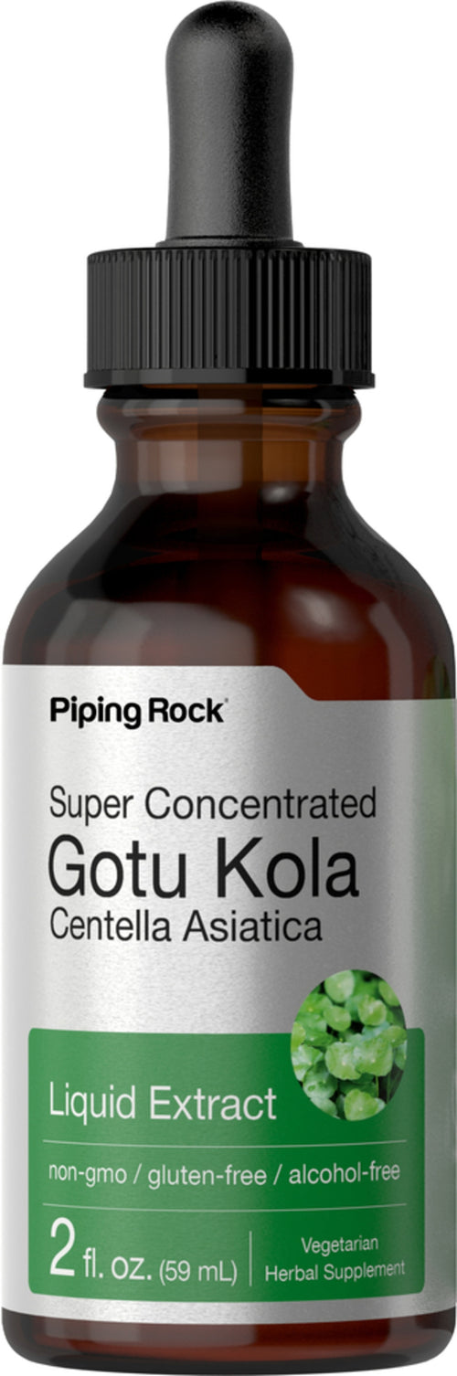 Extrait liquide de Gotu Kola sans alcool 2 onces liquides 59 mL Compte-gouttes en verre    
