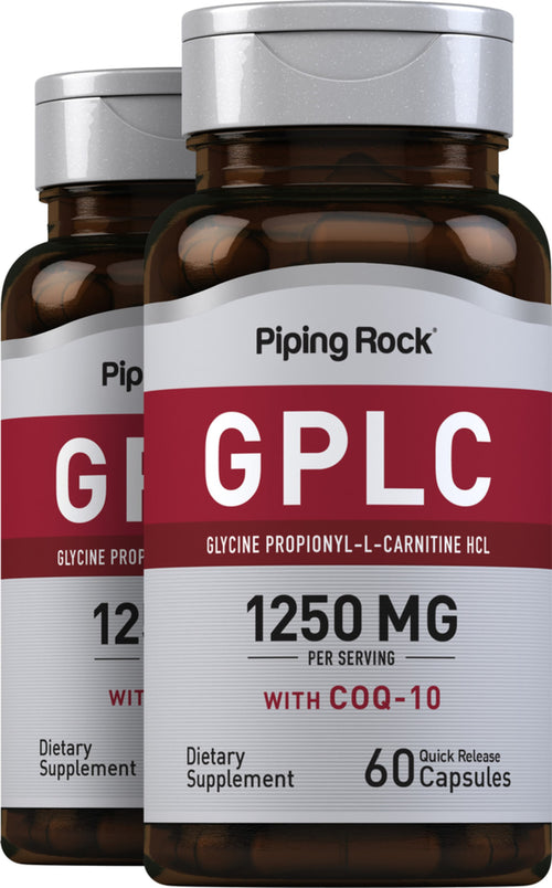 GPLC Glycine Propionyl-L-Carnitine HCl with CoQ10, 1250 mg (per serving), 60 Quick Release Capsules, 2  Bottles