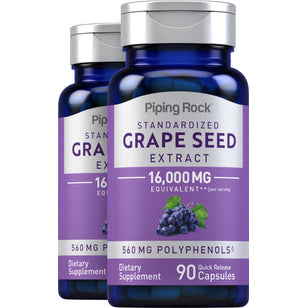 Grape Seed Extract, 16,000 mg (per serving), 90 Quick Release Capsules, 2  Bottles
