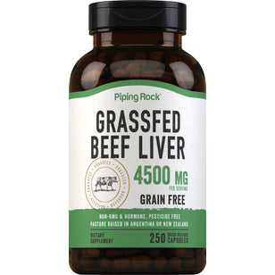 Foie de bœuf nourri à l'herbe 4500 mg (par portion) 250 Gélules à libération rapide     