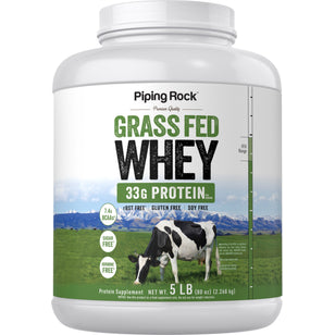 GrassFed Whey Protein (Unflavored & Unsweetened), 5 lbs (2.26 kg) Bottle