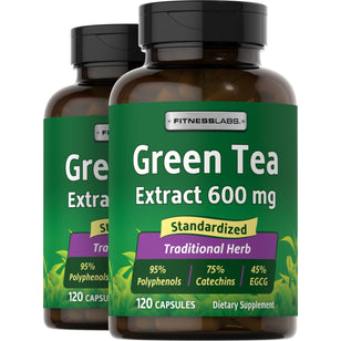 Green Tea Standardized Extract, 600 mg, 120 Capsules, 2  Bottles