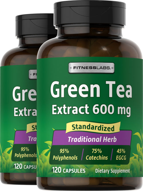 Green Tea Standardized Extract, 600 mg, 120 Capsules, 2  Bottles