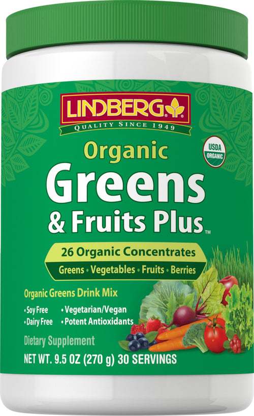อาหารเสริมจากผักใบเขียวและผลไม้ออแกนิก 9.5 ออนซ์ 270 g ขวด    