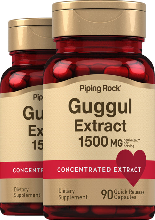 Extrait de guggul,  1500 mg (par portion) 90 Gélules à libération rapide 2 Bouteilles