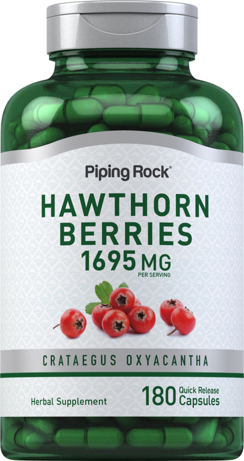 Hawthorn Berries  1695 mg (ต่อการเสิร์ฟ) 180 แคปซูลแบบปล่อยตัวยาเร็ว     
