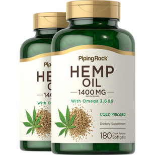 Hemp Seed Oil (Cold Pressed), 1400 mg (per serving), 180 Quick Release Softgels, 2  Bottles