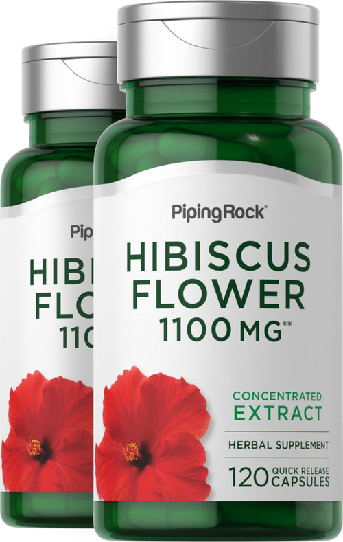 Fleur d’hibiscus,  1100 mg 120 Gélules à libération rapide 2 Bouteilles