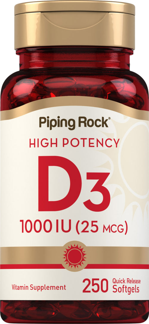 Vysoko potenciálny vitamín D3  1000 IU 250 Mäkké gély s rýchlym uvoľňovaním     