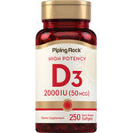 Vitamina D3 de alta potencia  2000 IU 250 Cápsulas blandas de liberación rápida     