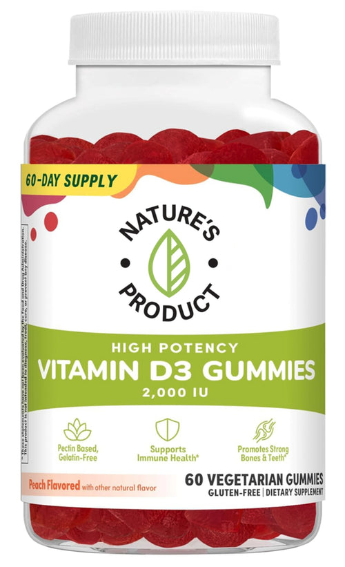 High Potency Vitamin D3 (Peach), 2000 IU, 60 Vegetarian Gummies