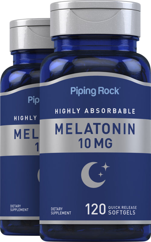 Mélatonine hautement absorbable,  10 mg 120 Capsules molles à libération rapide 2 Bouteilles