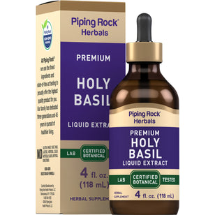 Holy Basil Tulsi Liquid Extract Alcohol Free, 4 fl oz (118 mL) Dropper Bottle