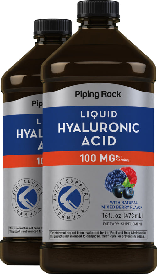 Hyaluronic Acid Liquid (Mixed Berry), 100 mg (per serving), 16 fl oz (473 mL) Bottle, 2  Bottles