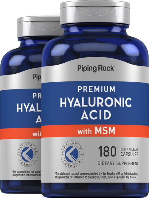 Acide hyaluronique avec MSM,  180 Gélules à libération rapide 2 Bouteilles