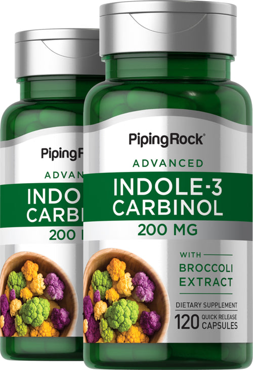 Indole-3-Carbinol avec Resveratrol,  200 mg 120 Gélules à libération rapide 2 Bouteilles