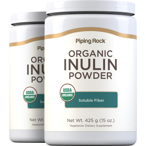 Inulin Prebiotic FOS Powder (Organic), 15 oz (425 g) Bottles, 2  Bottles